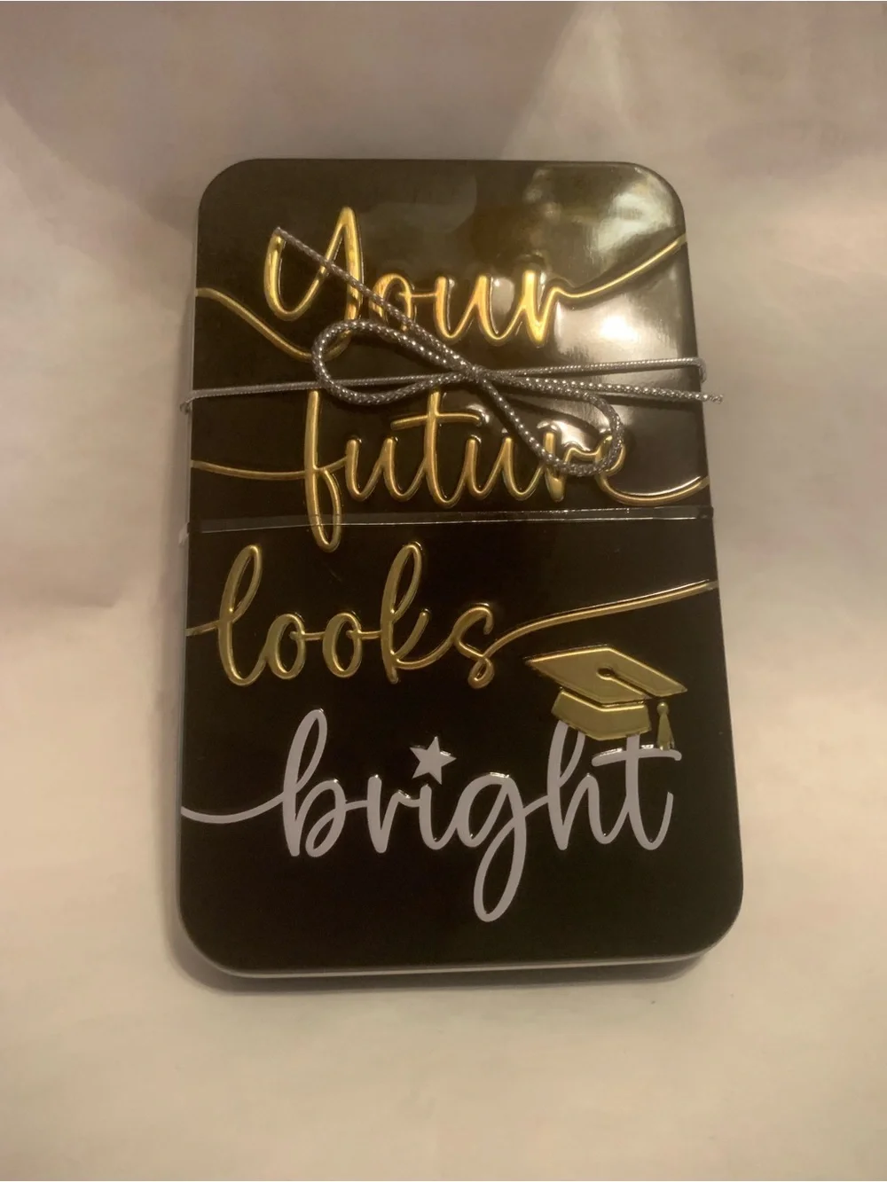 'Your Future Looks Bright' Black Graduation Gift Tin